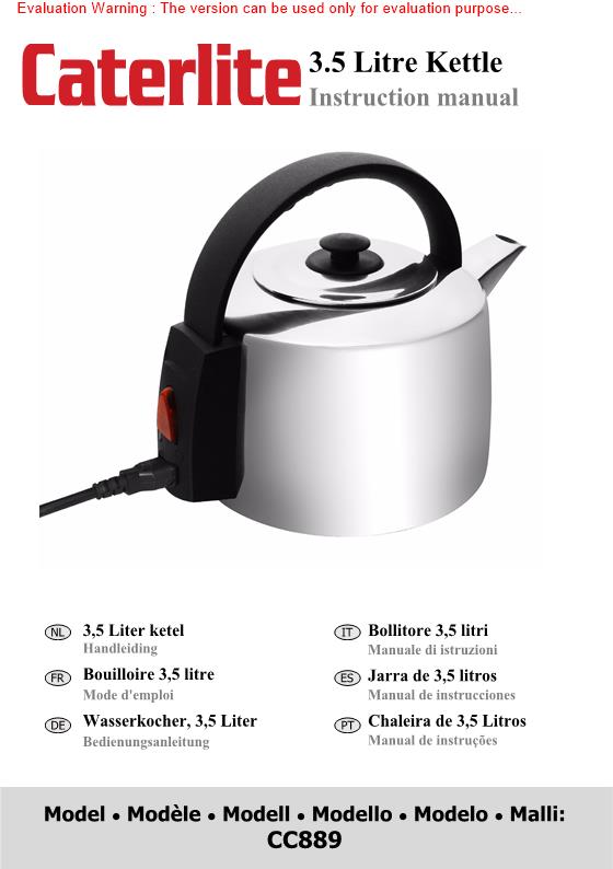 Caterlite Stainless Steel Kettle 3.5ltr Cc889 for sale online 