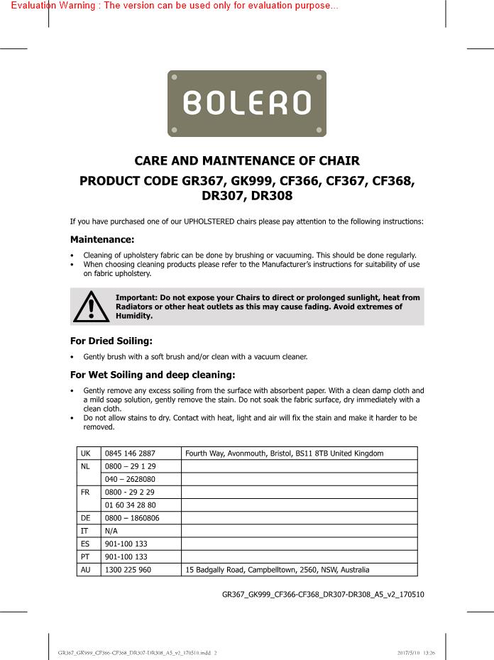 Bolero CF367 Manual