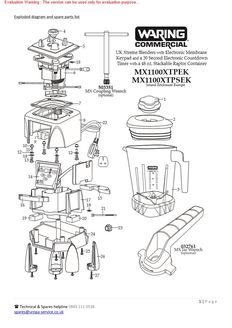 Waring CM078 Exploded Diagram