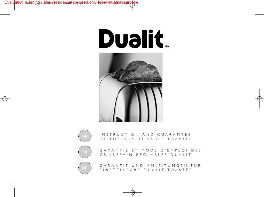 Dualit GD395 Manual