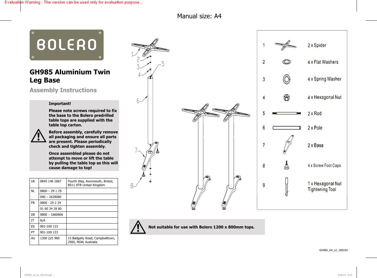 Bolero GH985 Manual