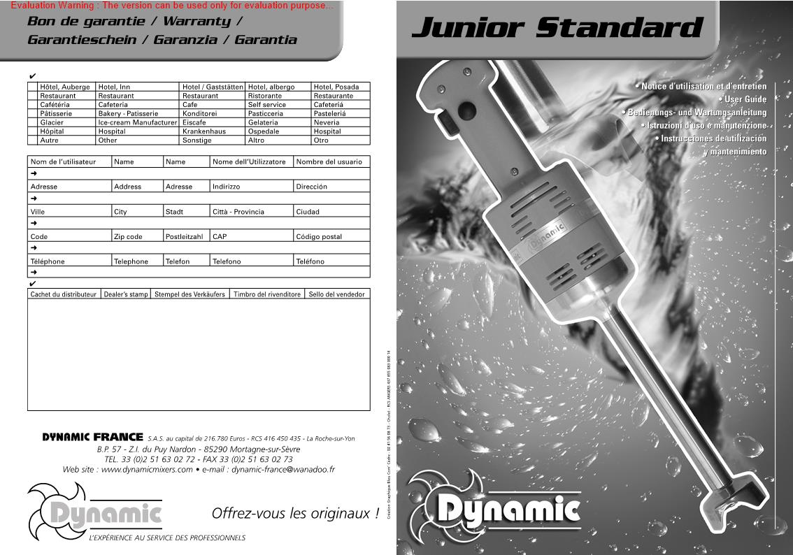 Dynamic SA424 Manual